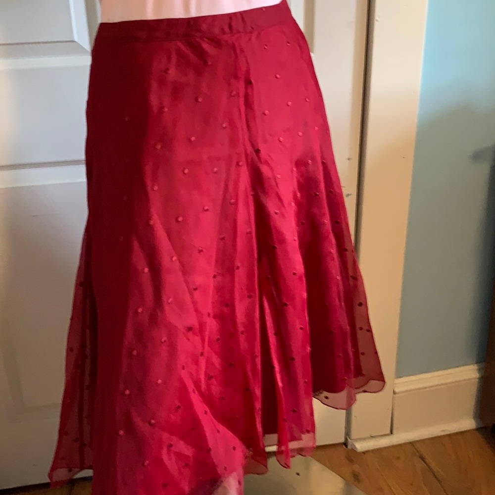 Frilly flare model skirt.